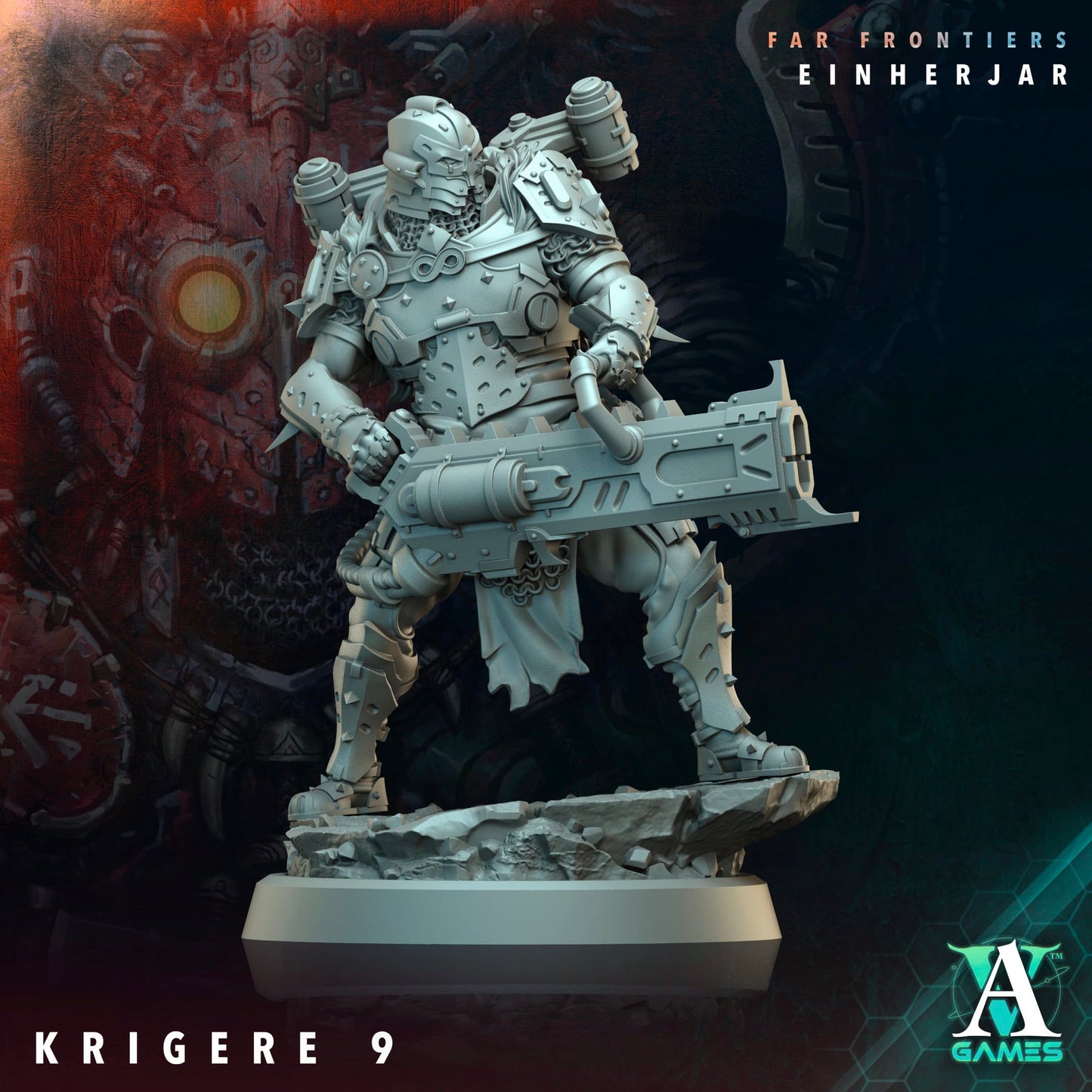 3D Printed Archvillain Games Krigere Far Frontiers Einherjar 28 32mm D&D - 3D Printing Boss 