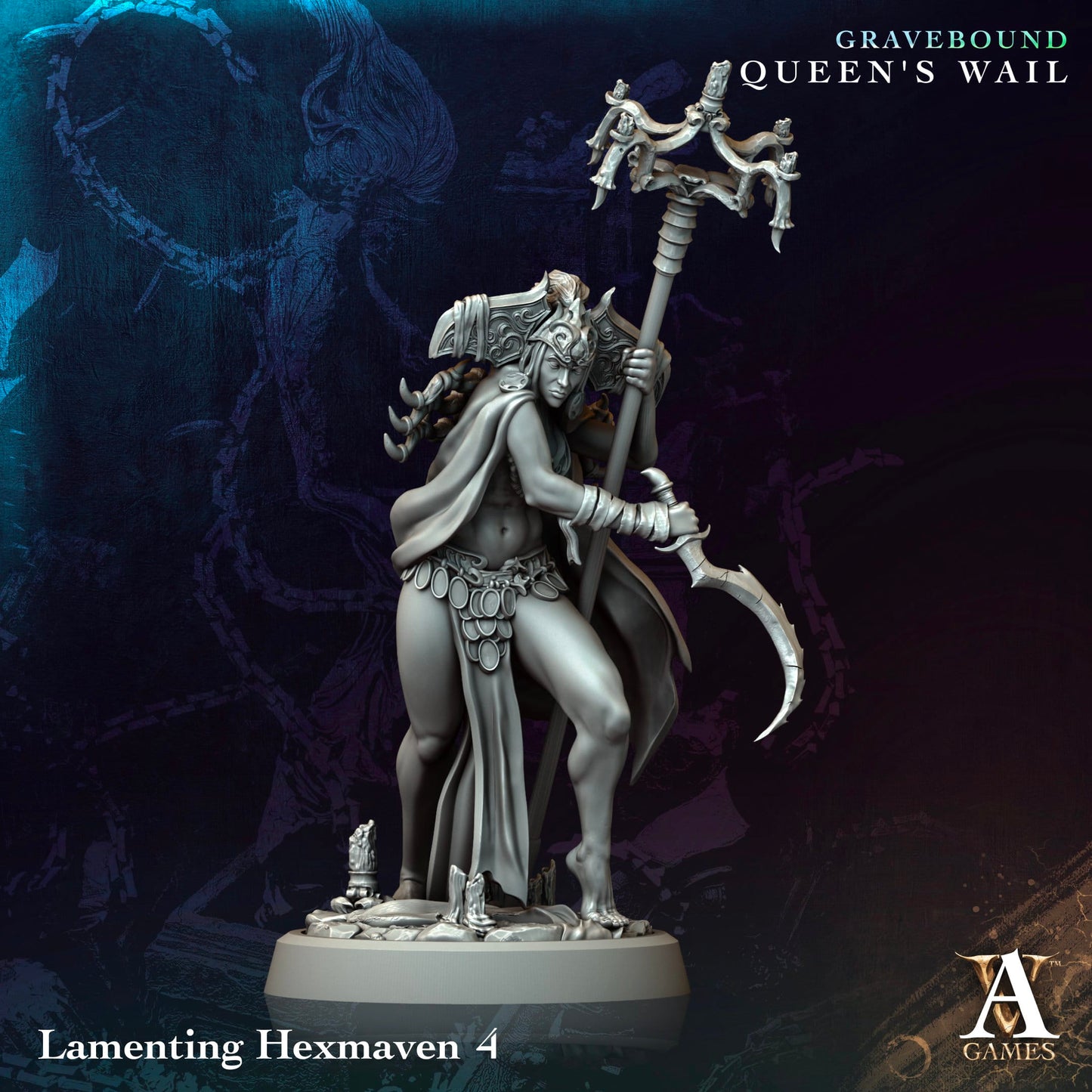 3D Printed Archvillain Games Lamenting Hexmaven Gravebound Queen's Wail 28 32mm D&D - 3D Printing Boss 