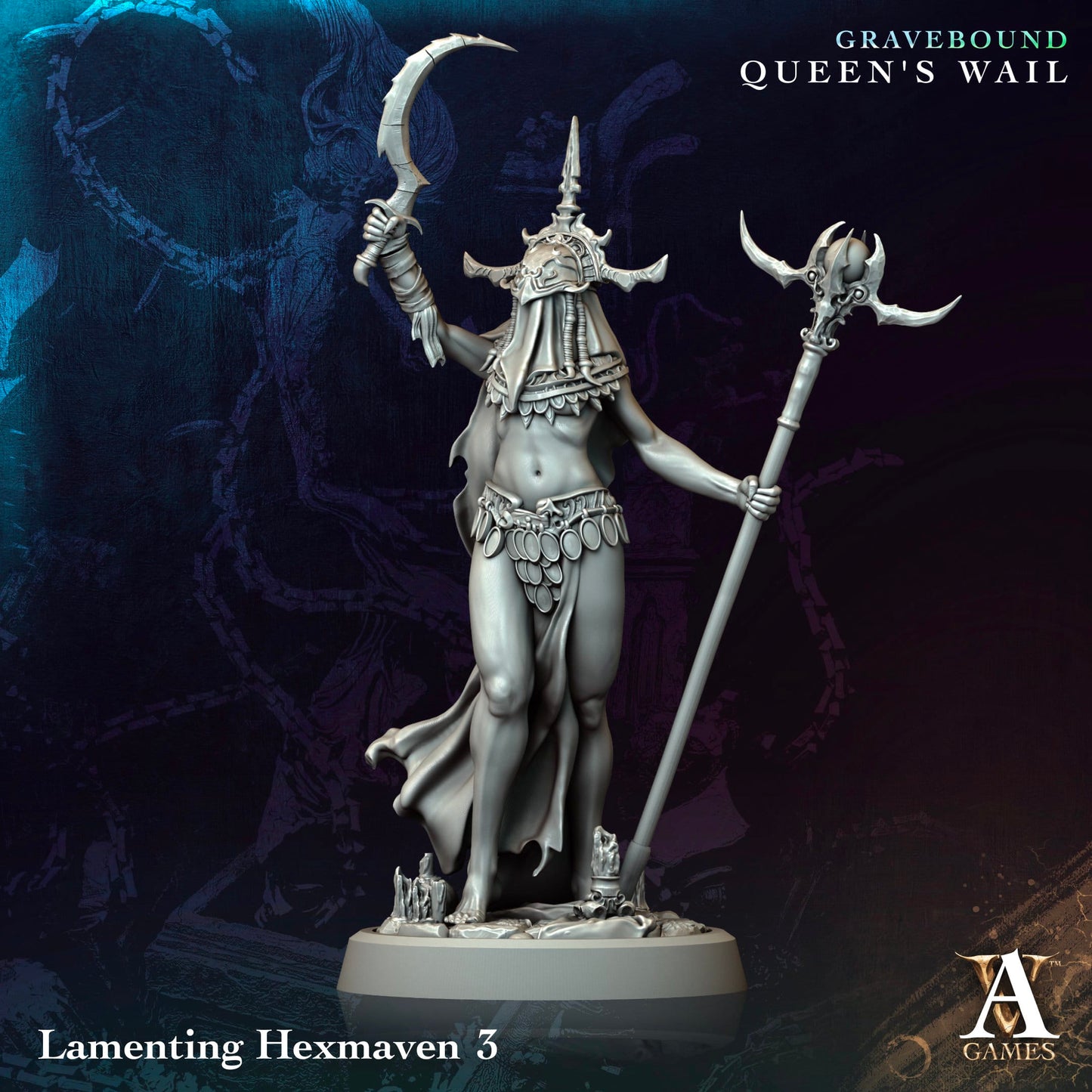 3D Printed Archvillain Games Lamenting Hexmaven Gravebound Queen's Wail 28 32mm D&D - 3D Printing Boss 