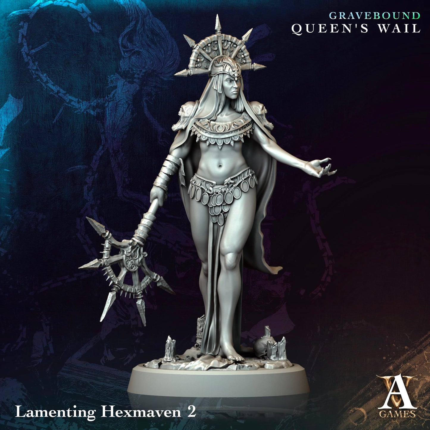 3D Printed Archvillain Games Lamenting Hexmaven Gravebound Queen's Wail 28 32mm D&D - 3D Printing Boss 