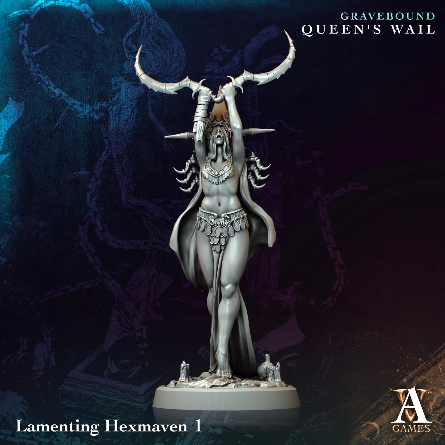 3D Printed Archvillain Games Lamenting Hexmaven Gravebound Queen's Wail 28 32mm D&D - 3D Printing Boss 