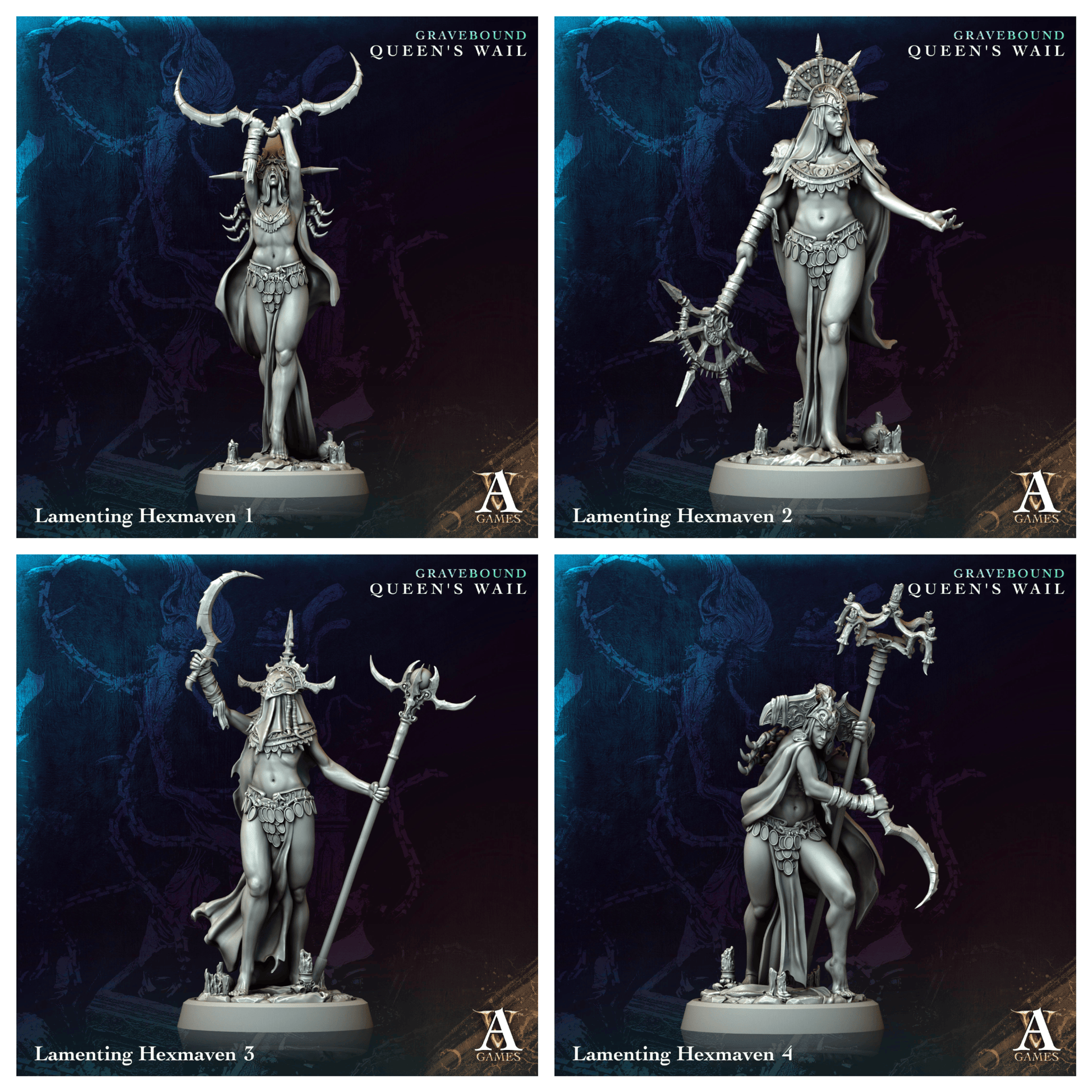 3D Printed Archvillain Games Lamenting Hexmaven Gravebound Queen's Wail 28 32mm D&D - 3D Printing Boss 