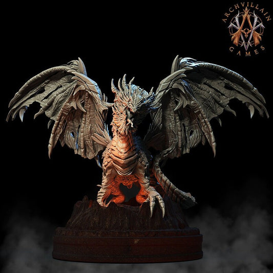 3D Printed Archvillain Games - Lava Dragon 28mm 32mm D&D - 3D Printing Boss 