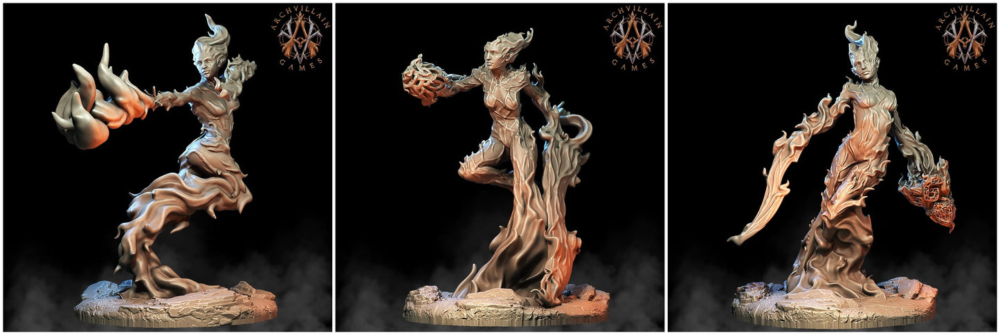 3D Printed Archvillain Games Magma Lords - Ember Maidens 28mm 32mm D&D - 3D Printing Boss 