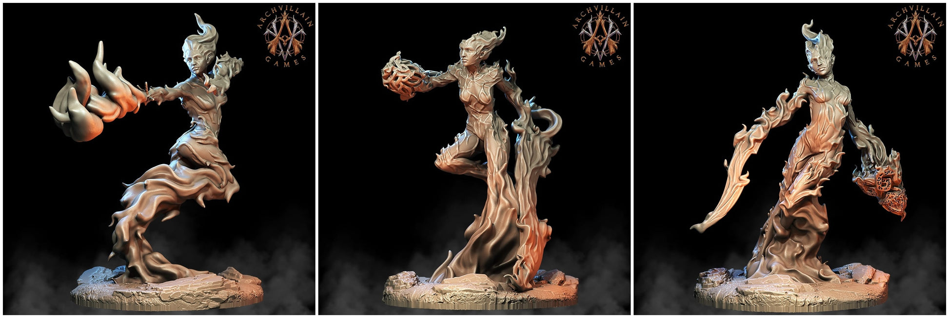 3D Printed Archvillain Games Magma Lords - Ember Maidens 28mm 32mm D&D - 3D Printing Boss 