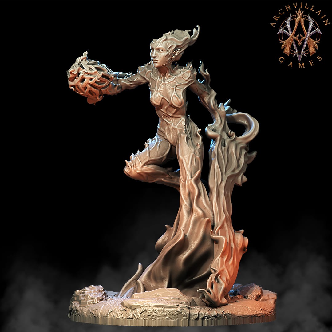 3D Printed Archvillain Games Magma Lords - Ember Maidens 28mm 32mm D&D - 3D Printing Boss 