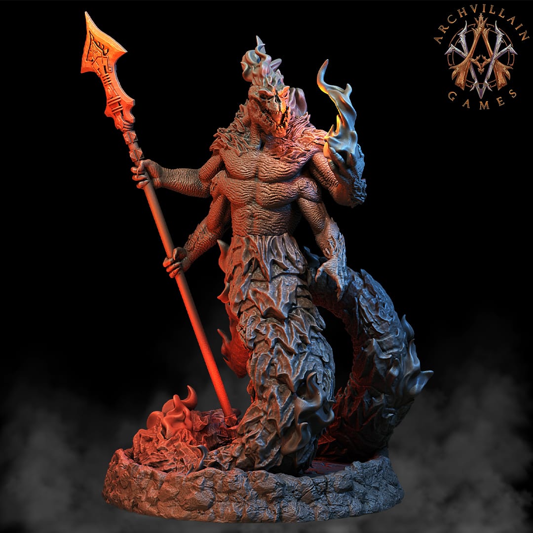 3D Printed Archvillain Games Magma Lords - Salamander Lords 28mm 32mm D&D - 3D Printing Boss 