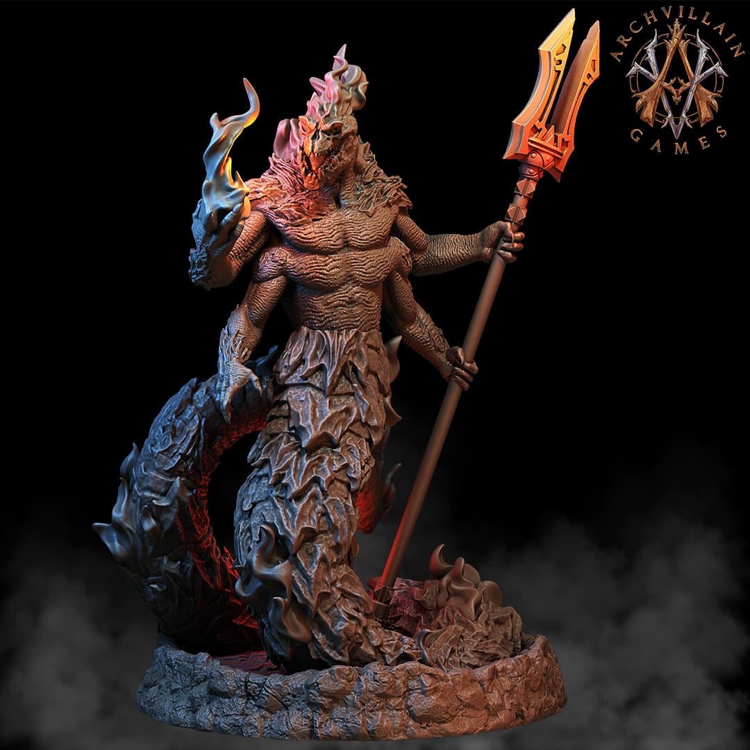 3D Printed Archvillain Games Magma Lords - Salamander Lords 28mm 32mm D&D - 3D Printing Boss 