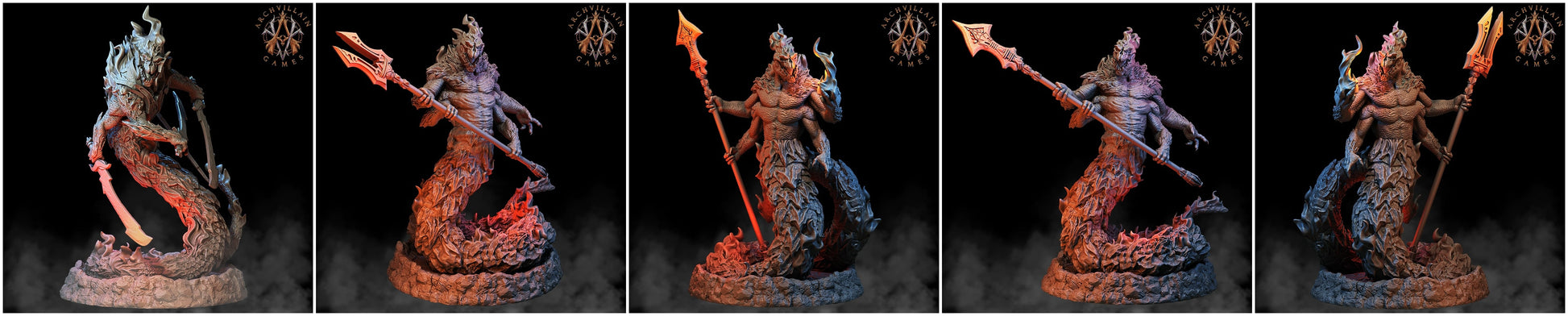 3D Printed Archvillain Games Magma Lords - Salamander Lords 28mm 32mm D&D - 3D Printing Boss 