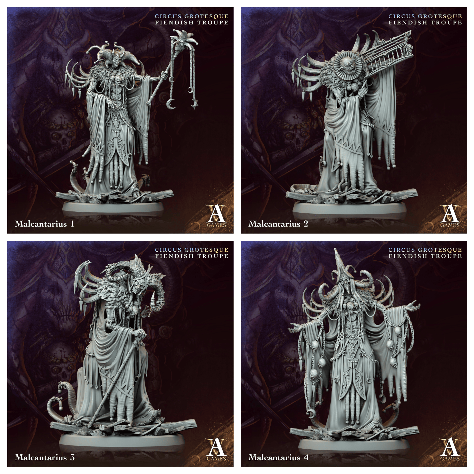 3D Printed Archvillain Games Malcantarius Circus Grotesque Fiendish Troupe 28 32mm D&D - 3D Printing Boss 
