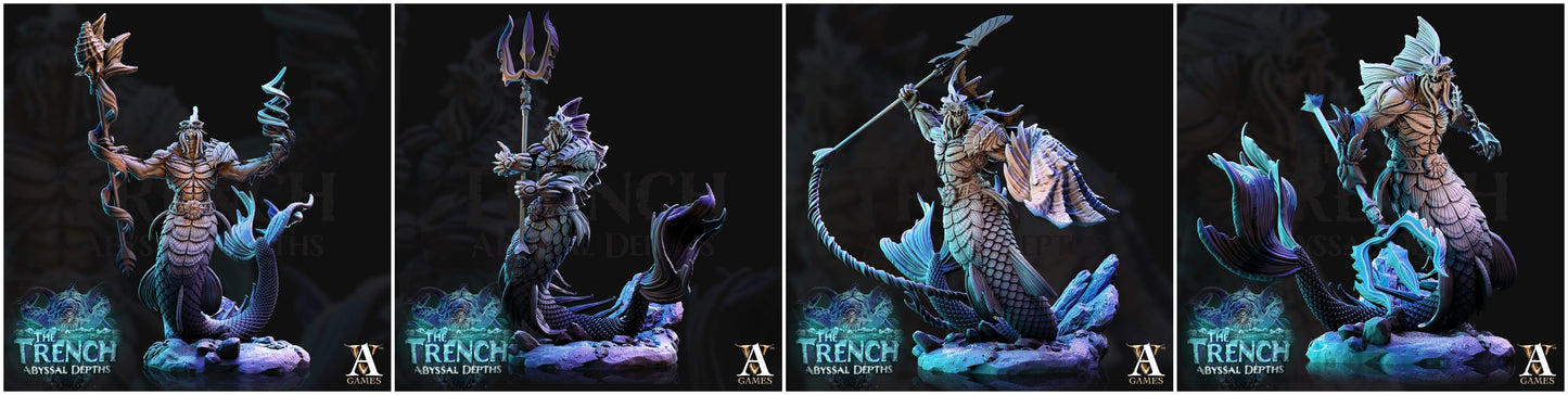 3D Printed Archvillain Games Merrows The Trench Abyssal Depths 28 32mm D&D - 3D Printing Boss 