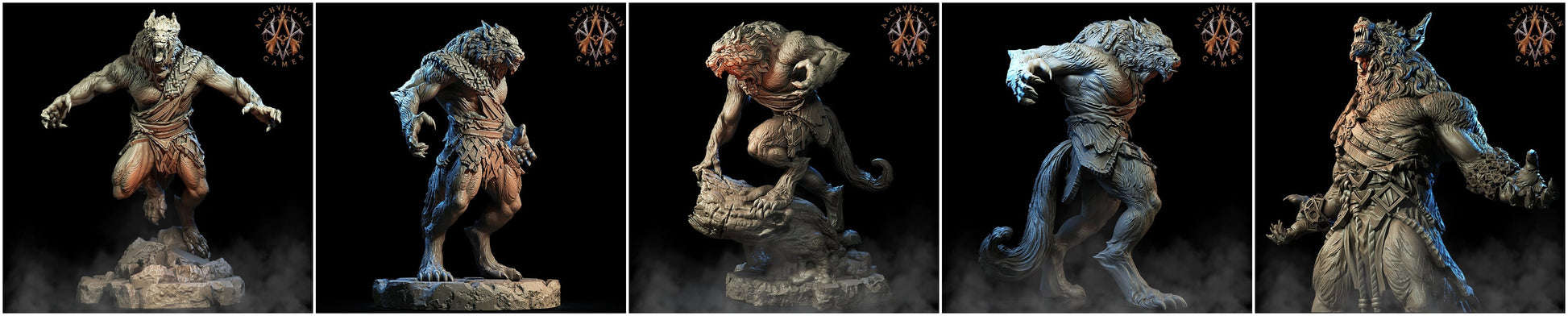3D Printed Archvillain Games Moonbiten - Werewolves 28mm 32mm D&D - 3D Printing Boss 