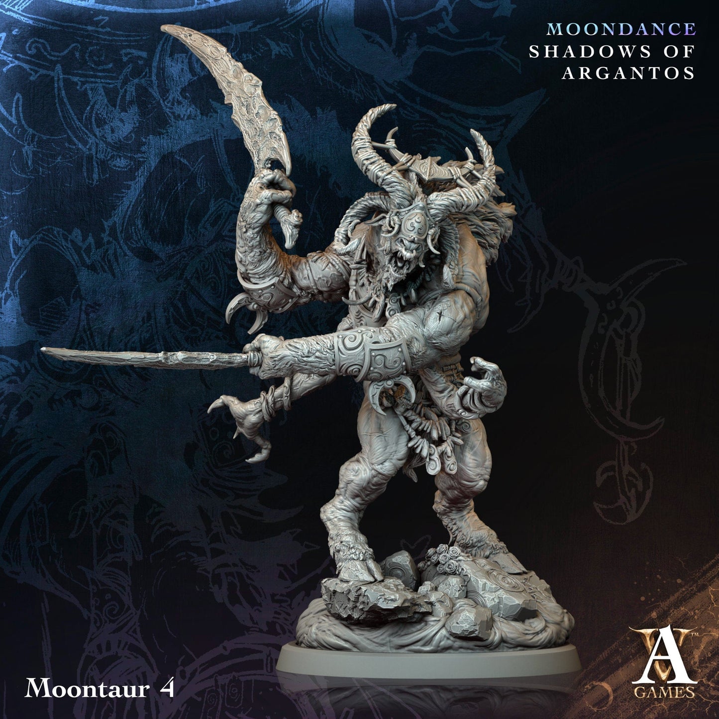 3D Printed Archvillain Games Moontaur Moondance - Shadows of Argantos 28 32mm D&D - 3D Printing Boss 