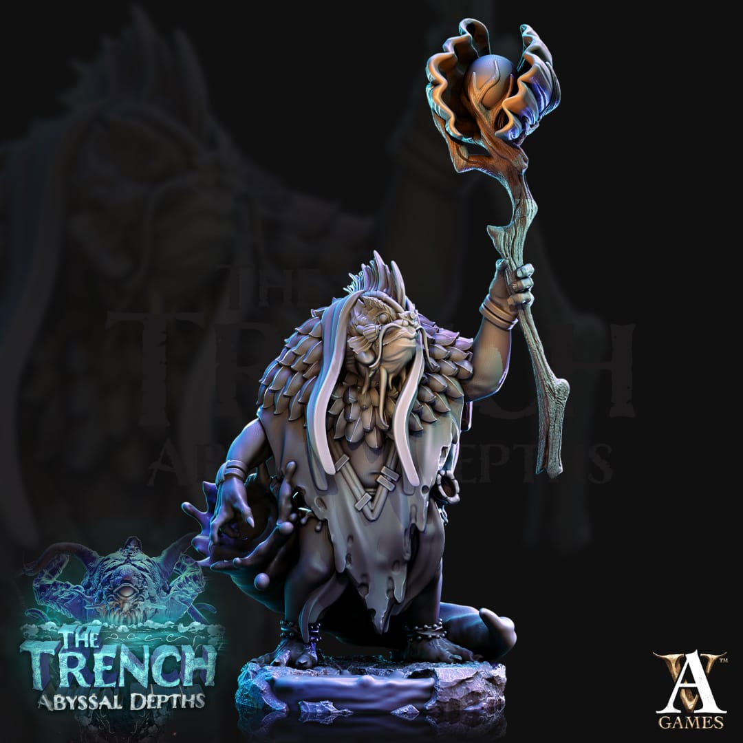 3D Printed Archvillain Games Morlok Priest The Trench Abyssal Depths 28 32mm D&D - 3D Printing Boss 