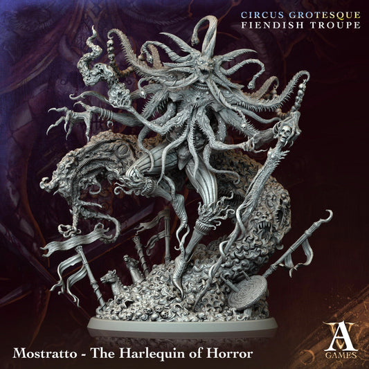 3D Printed Archvillain Games Mostratto The Harlequin of Horror Circus Grotesque Fiendish Troupe 28 32mm D&D - 3D Printing Boss 