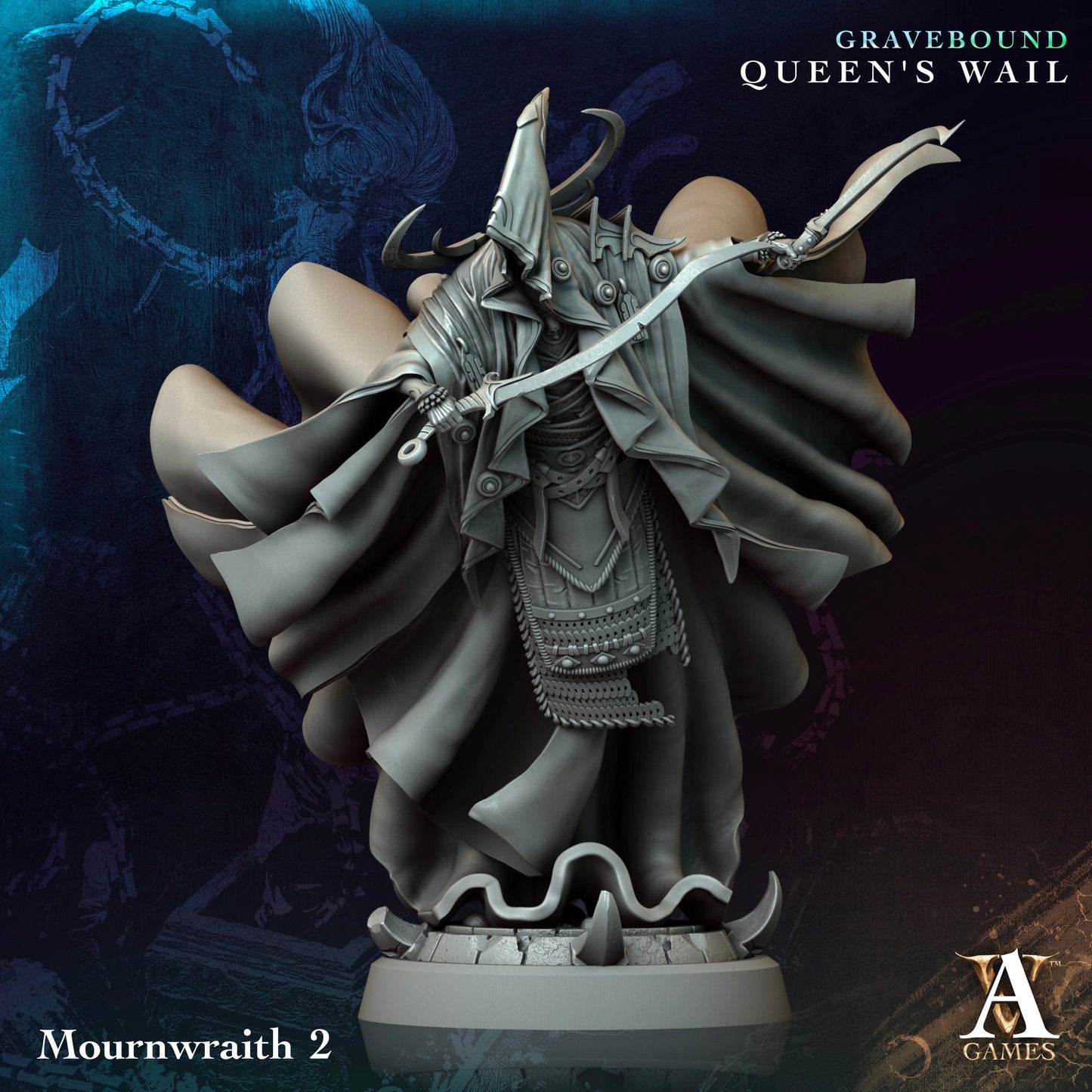 3D Printed Archvillain Games Mournwraith Gravebound Queen's Wail 28 32mm D&D - 3D Printing Boss 