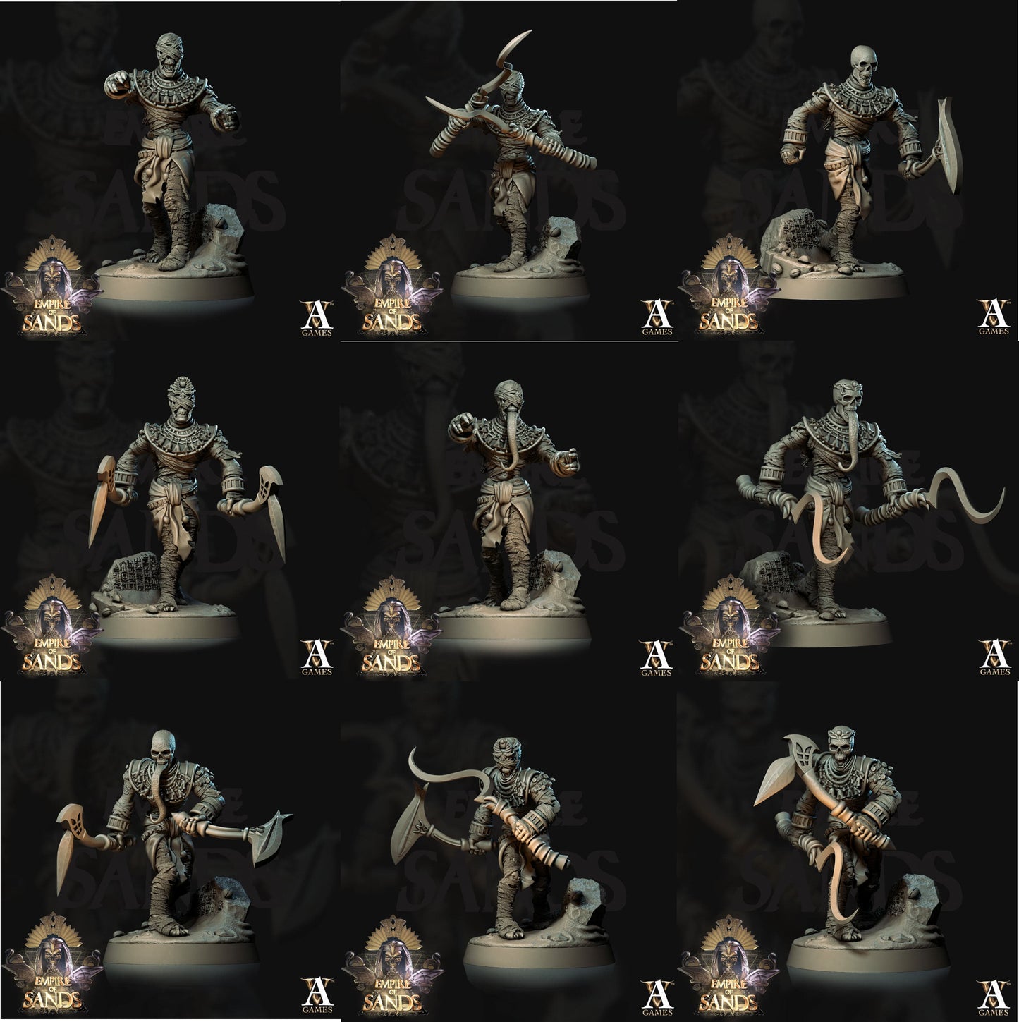 3D Printed Archvillain Games Mummies The Empire of Sands 28 32mm D&D - 3D Printing Boss 