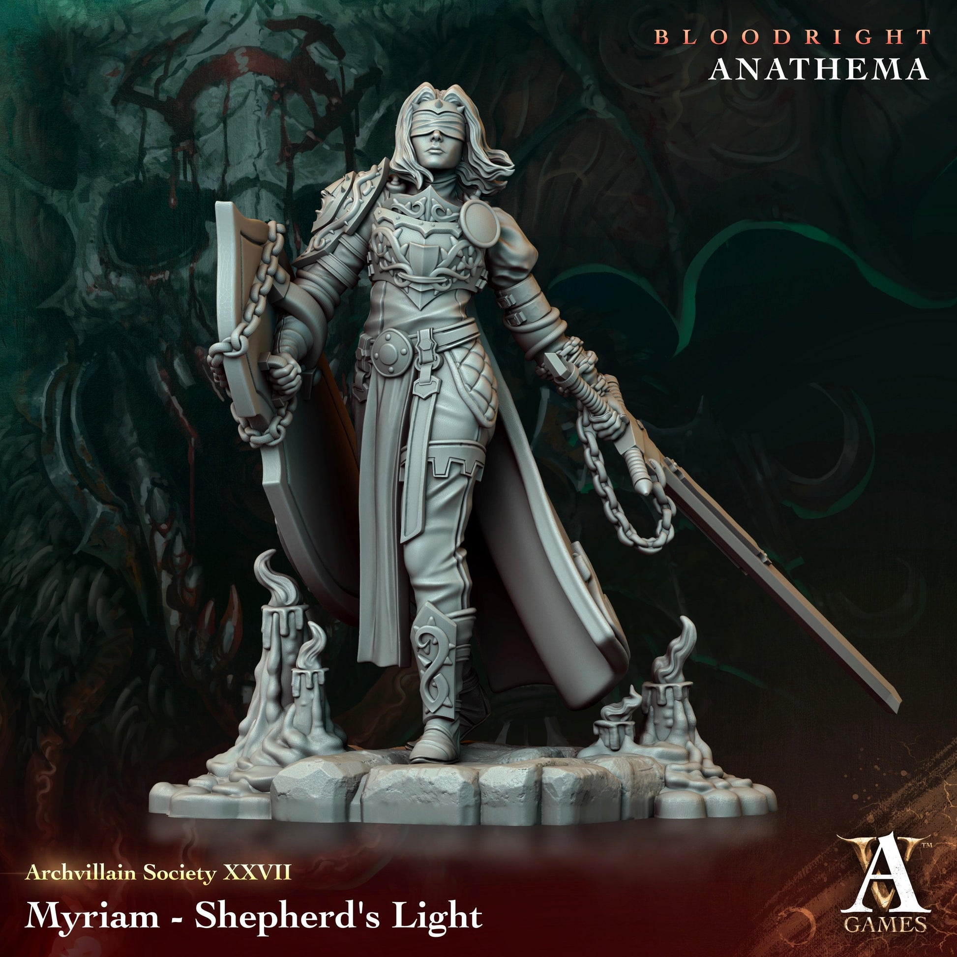 3D Printed Archvillain Games Myriam - Shepherd's Light Archvillain Society Vol. XXVIII 28 32mm D&D - 3D Printing Boss 