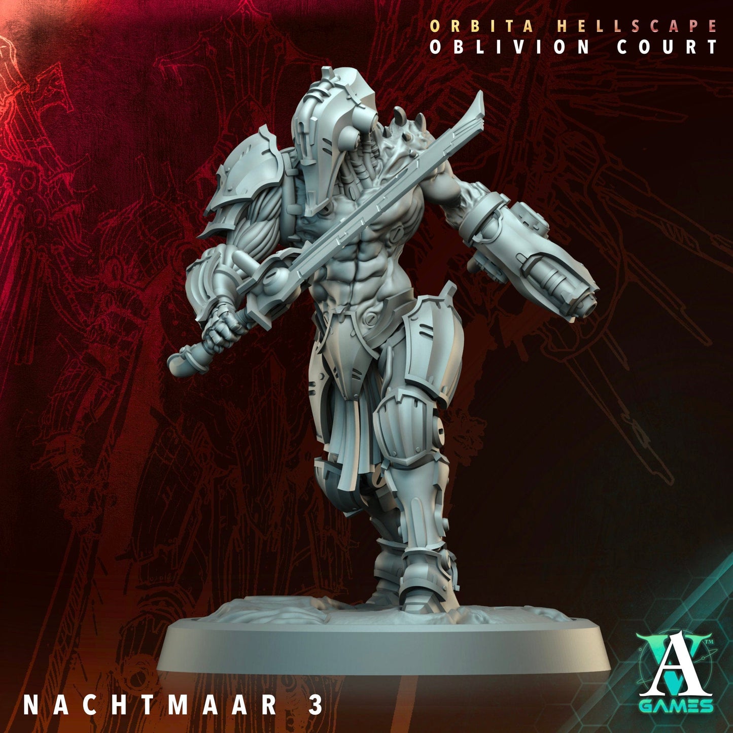 3D Printed Archvillain Games Nachtmaar Orbita Hellscape Oblivion Court 28 32mm D&D - 3D Printing Boss 