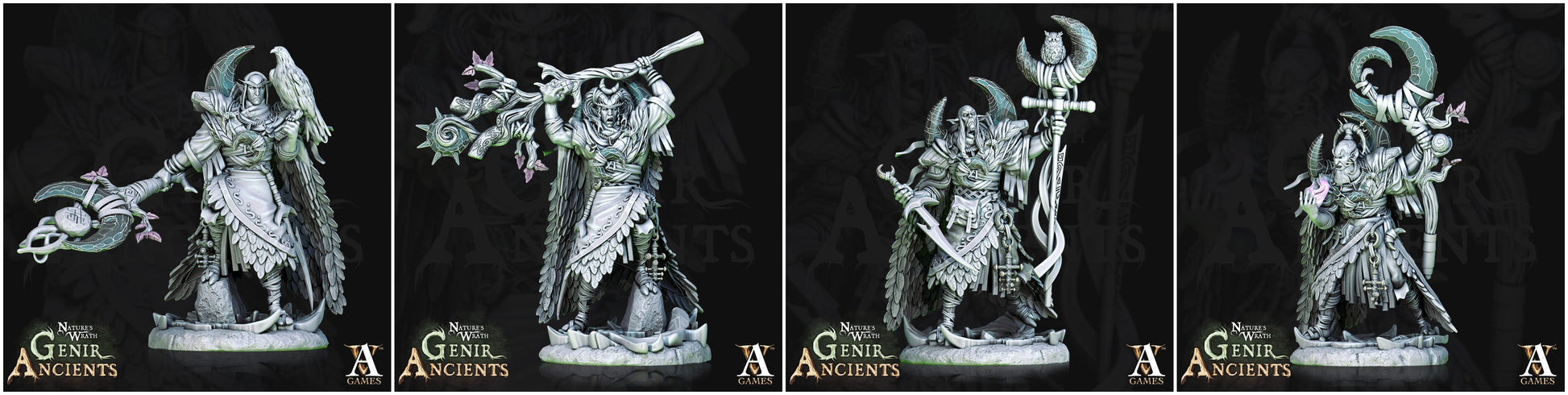 3D Printed Archvillain Games Nature's Wrath Genir Ancients - Grovebred Druids 28mm 32mm D&D - 3D Printing Boss 