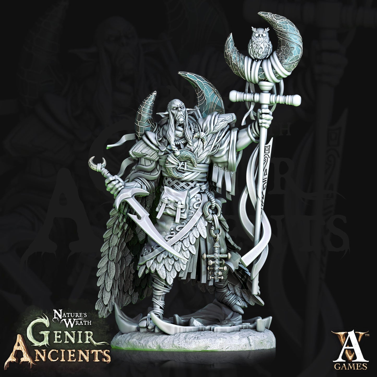 3D Printed Archvillain Games Nature's Wrath Genir Ancients - Grovebred Druids 28mm 32mm D&D - 3D Printing Boss 