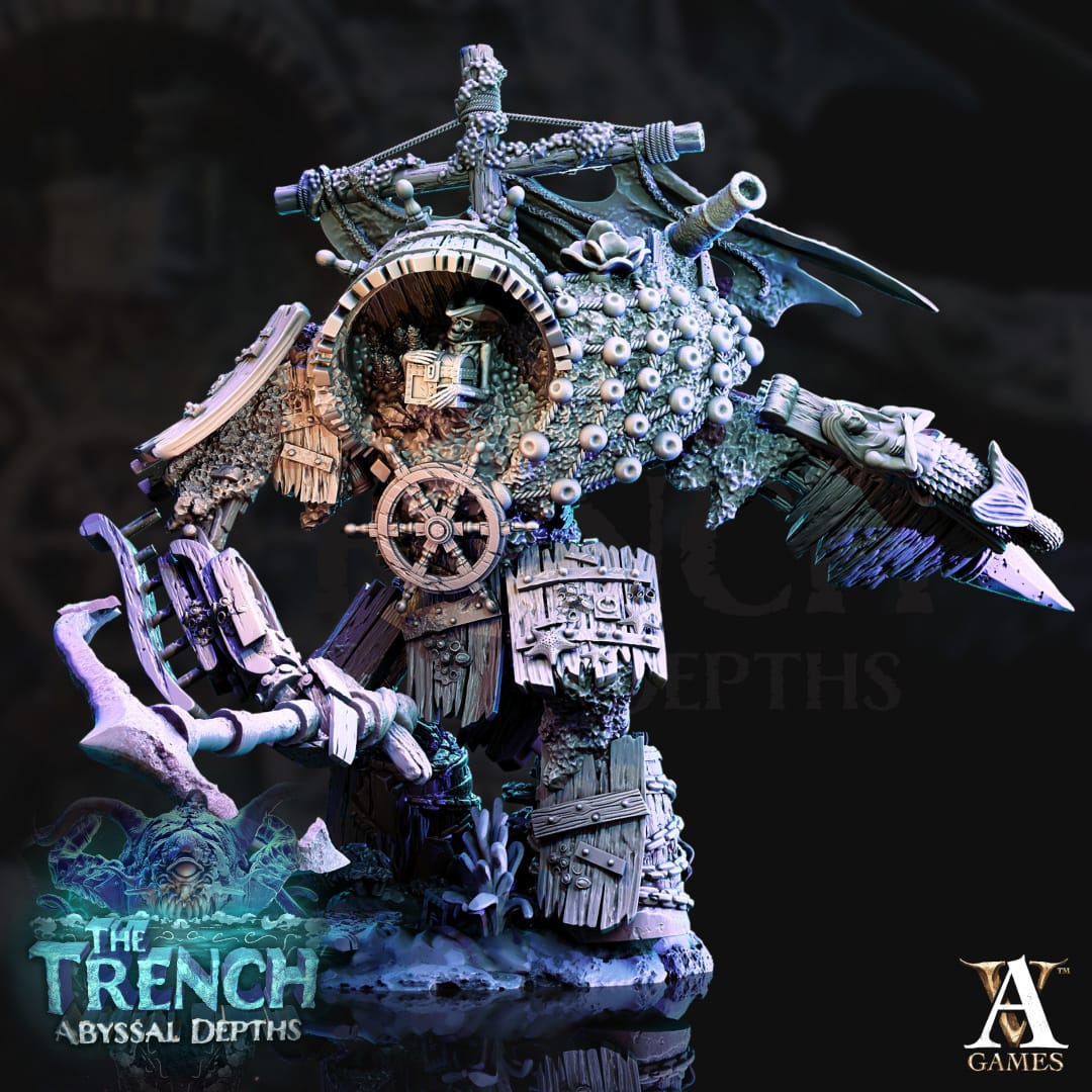 3D Printed Archvillain Games Nautindod the Shipwreck Golem The Trench Abyssal Depths 28 32mm D&D - 3D Printing Boss 
