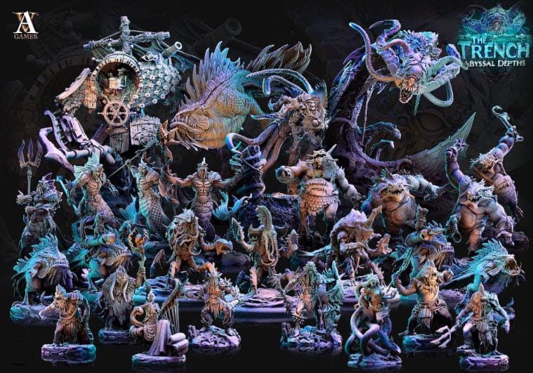 3D Printed Archvillain Games Nautindod the Shipwreck Golem The Trench Abyssal Depths 28 32mm D&D - 3D Printing Boss 