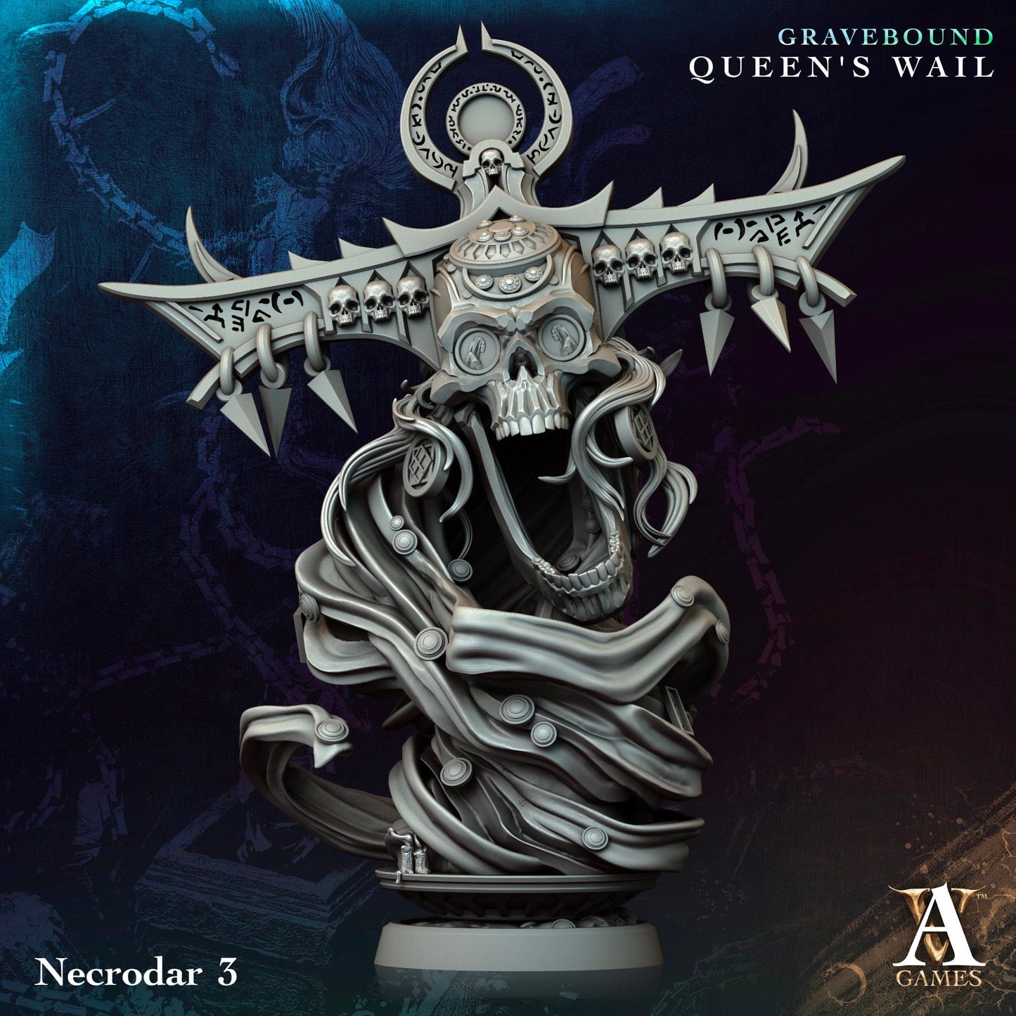 3D Printed Archvillain Games Necrodar Gravebound Queen's Wail 28 32mm D&D - 3D Printing Boss 
