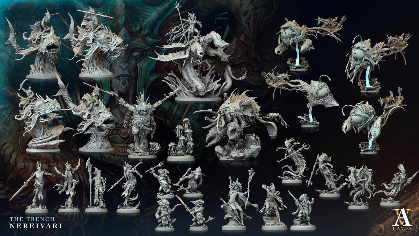3D Printed Archvillain Games Nereivari Myrmidon The Trench Nereivari Archvillain Society Vol XXXV 28 32mm D&D - 3D Printing Boss 