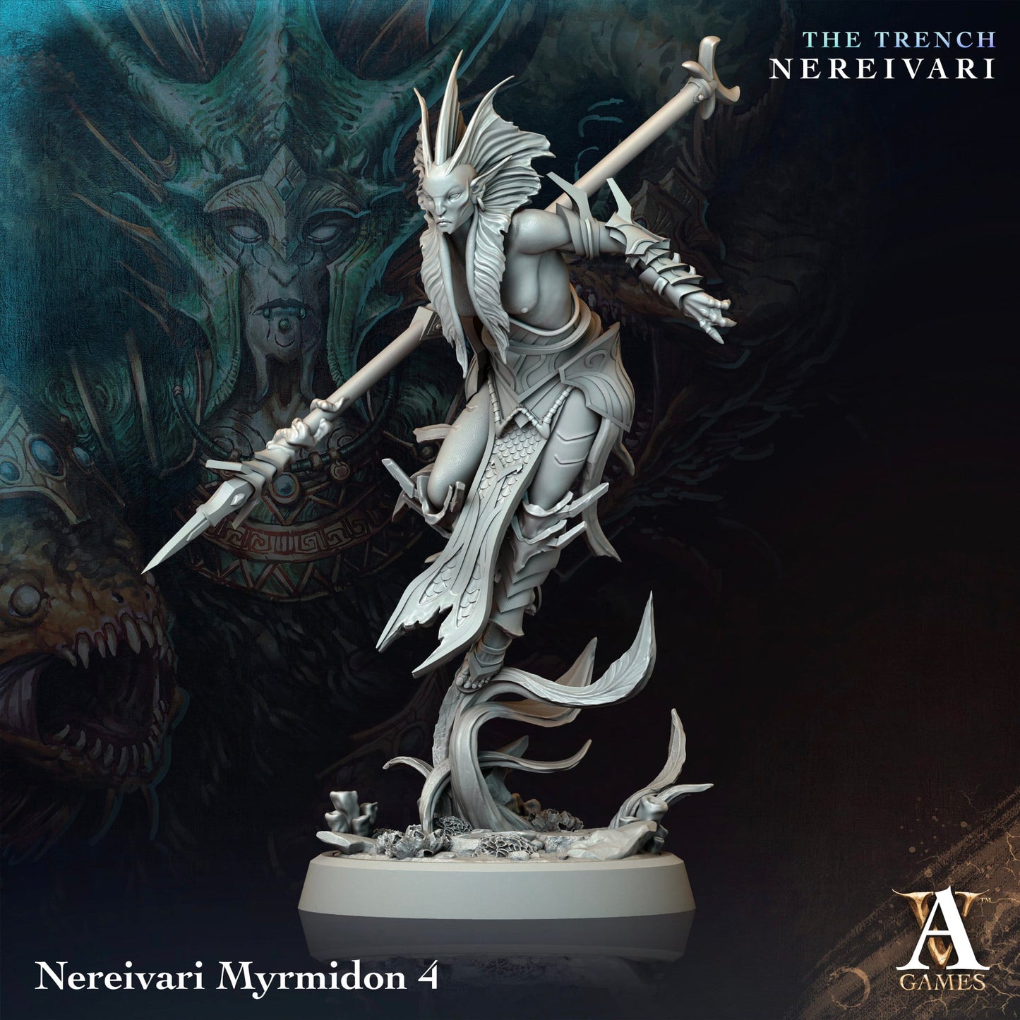 3D Printed Archvillain Games Nereivari Myrmidon The Trench Nereivari Archvillain Society Vol XXXV 28 32mm D&D - 3D Printing Boss 
