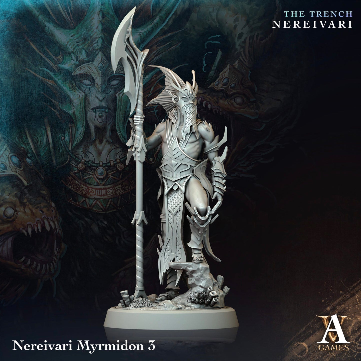 3D Printed Archvillain Games Nereivari Myrmidon The Trench Nereivari Archvillain Society Vol XXXV 28 32mm D&D - 3D Printing Boss 