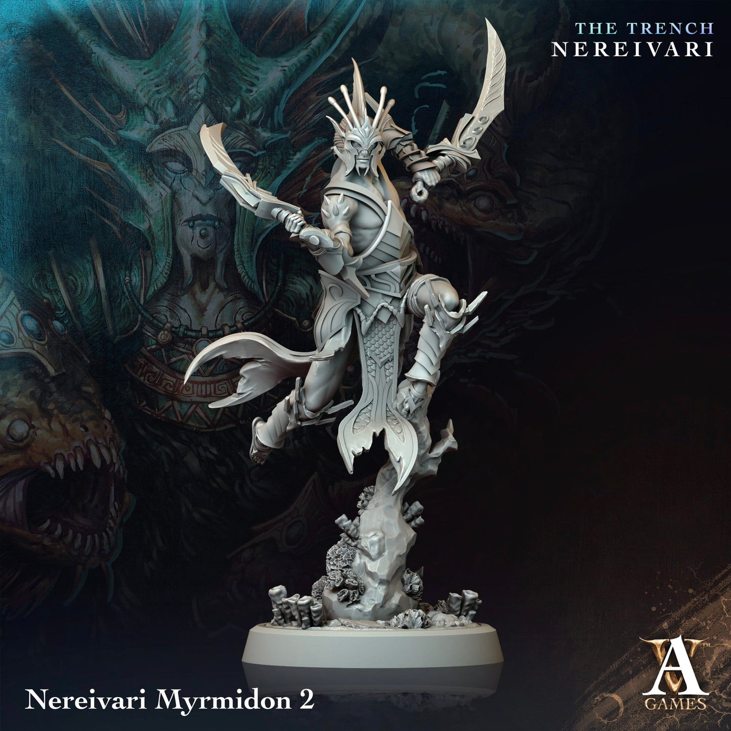 3D Printed Archvillain Games Nereivari Myrmidon The Trench Nereivari Archvillain Society Vol XXXV 28 32mm D&D - 3D Printing Boss 