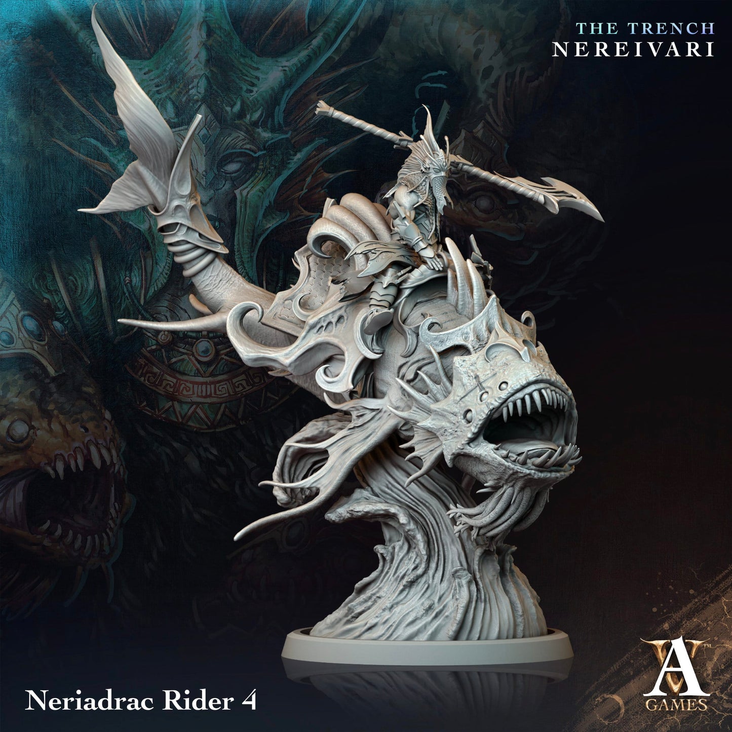 3D Printed Archvillain Games Neriadrac Rider The Trench Nereivari Archvillain Society Vol XXXV 28 32mm D&D - 3D Printing Boss 