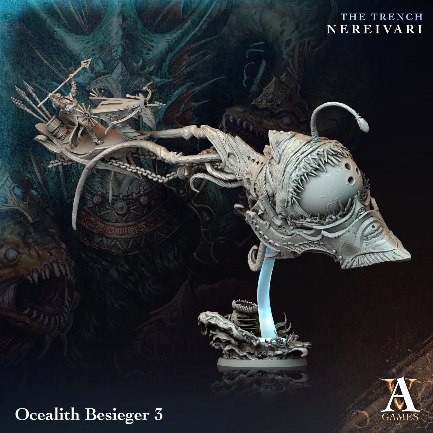 3D Printed Archvillain Games Ocealith Besieger The Trench Nereivari Archvillain Society Vol XXXV 28 32mm D&D - 3D Printing Boss 