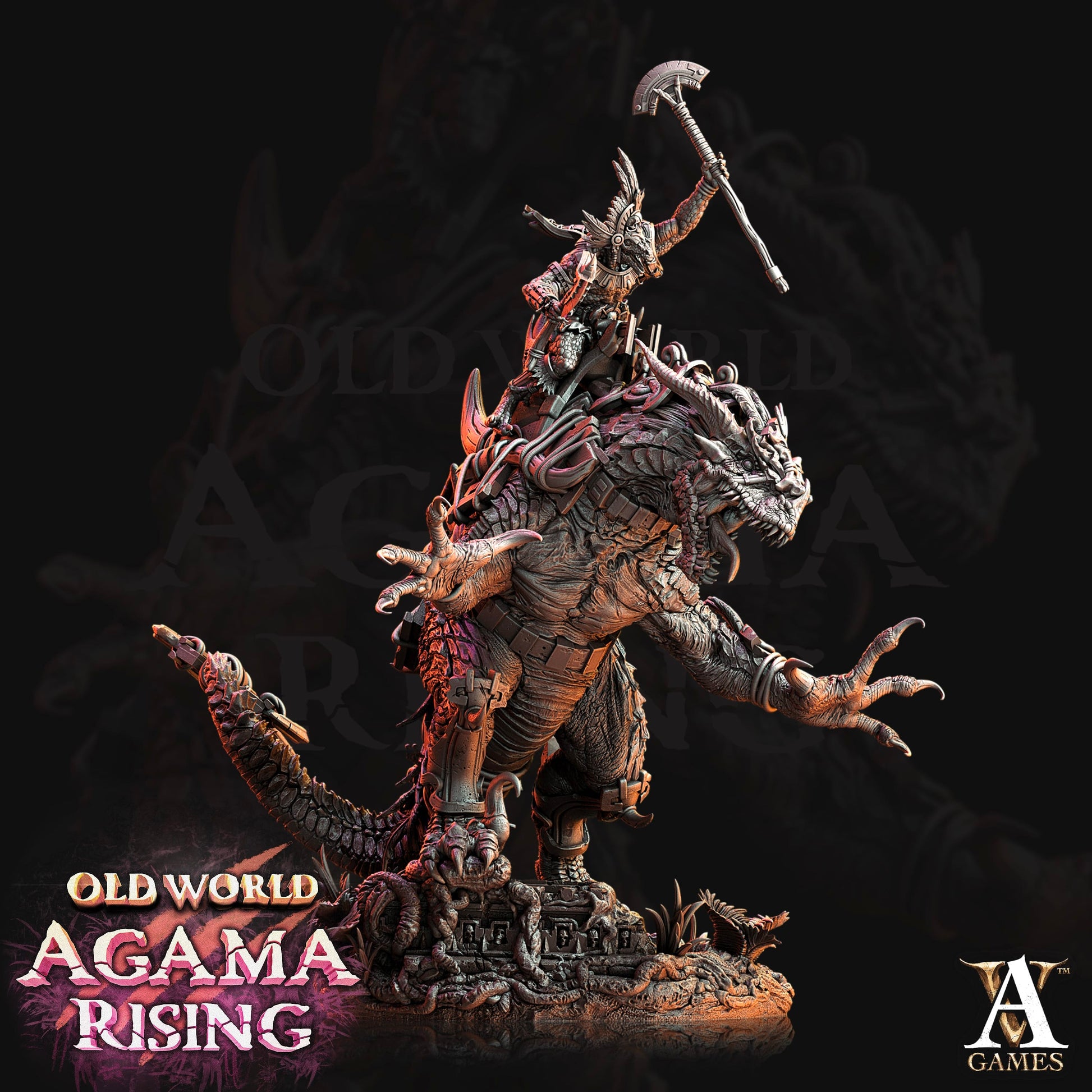 3D Printed Archvillain Games Old World Agama Rising - Mankutter Fleshripper Rider 28mm 32mm D&D - 3D Printing Boss 