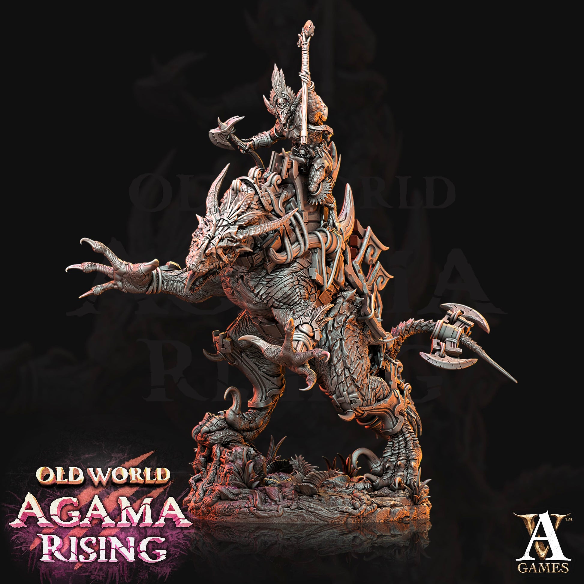 3D Printed Archvillain Games Old World Agama Rising - Mankutter Fleshripper Rider 28mm 32mm D&D - 3D Printing Boss 