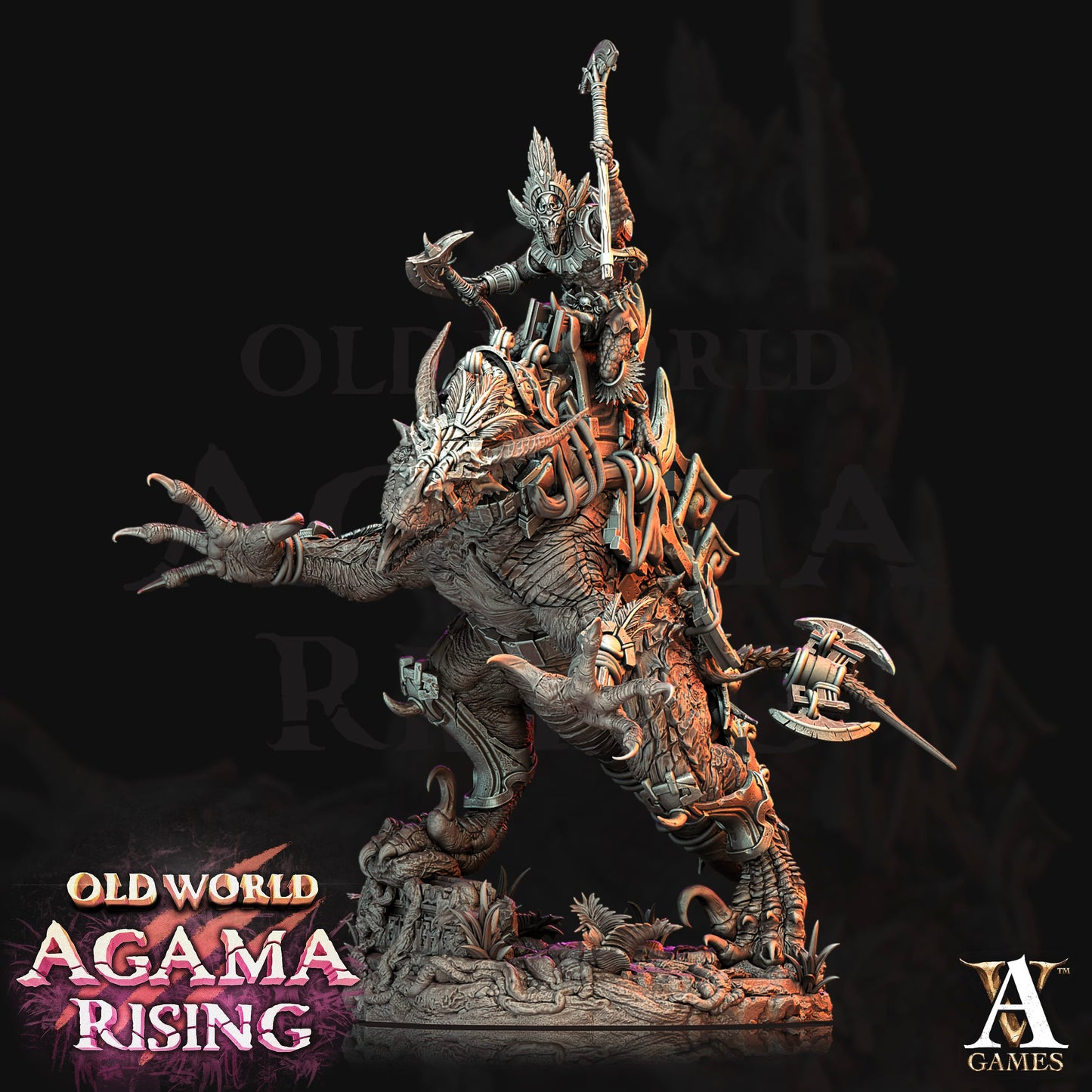 3D Printed Archvillain Games Old World Agama Rising - Mankutter Fleshripper Rider 28mm 32mm D&D - 3D Printing Boss 