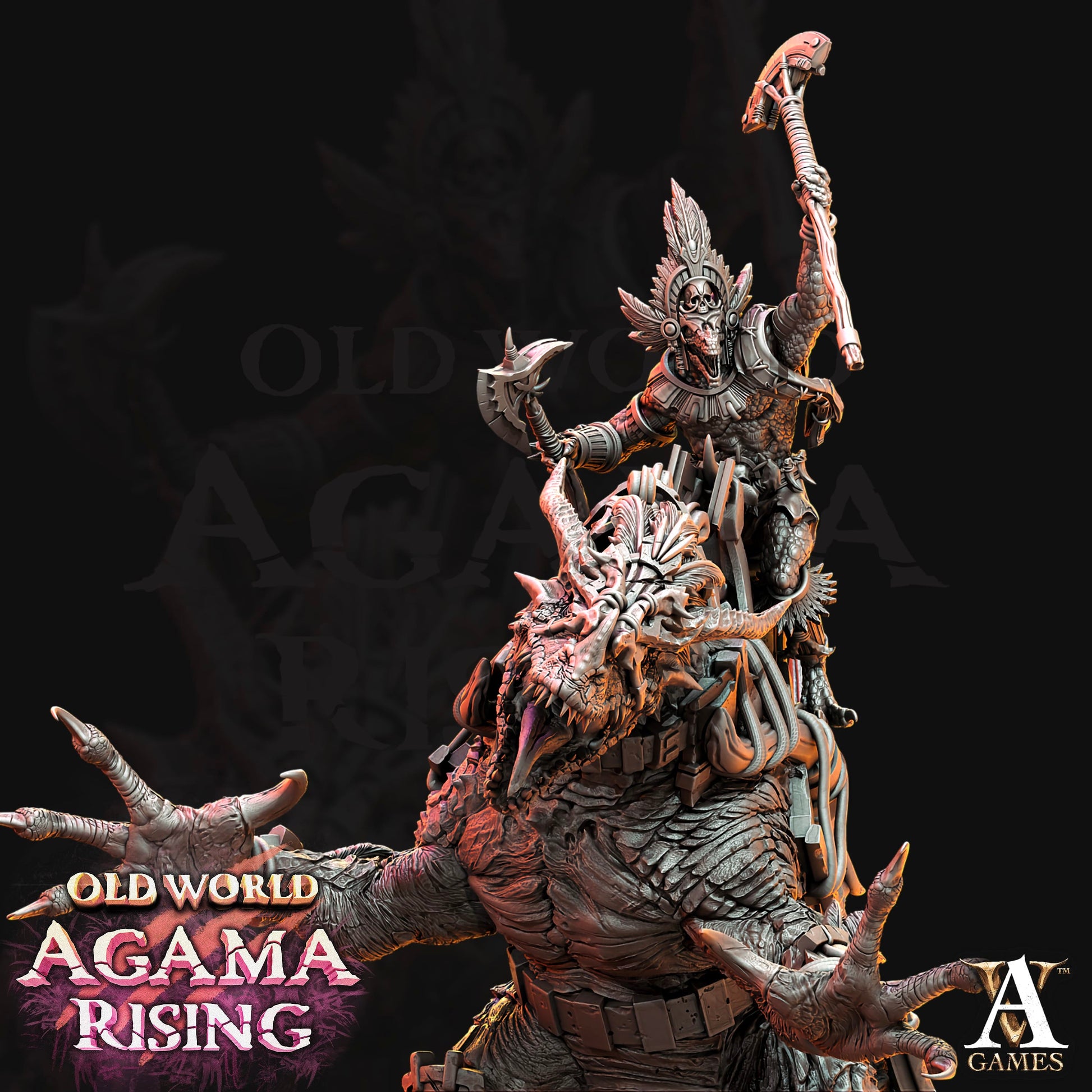 3D Printed Archvillain Games Old World Agama Rising - Mankutter Fleshripper Rider 28mm 32mm D&D - 3D Printing Boss 
