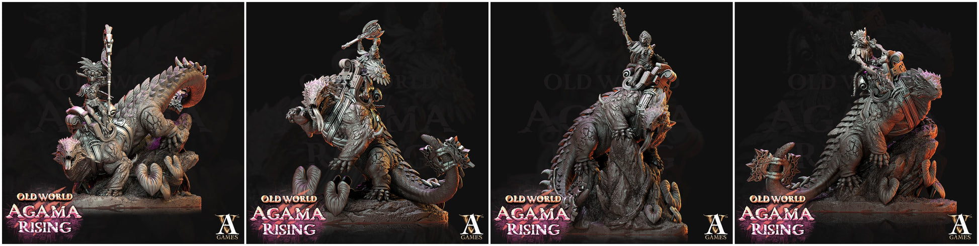 3D Printed Archvillain Games Old World Agama Rising - Mato Riders 28mm 32mm D&D - 3D Printing Boss 