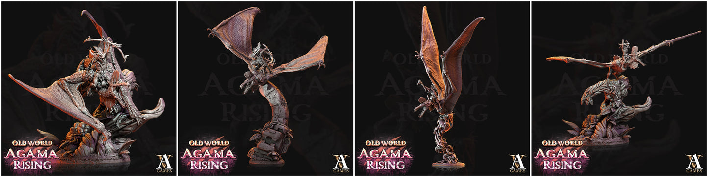 3D Printed Archvillain Games Old World Agama Rising - Quetzal Riders 28mm 32mm D&D - 3D Printing Boss 