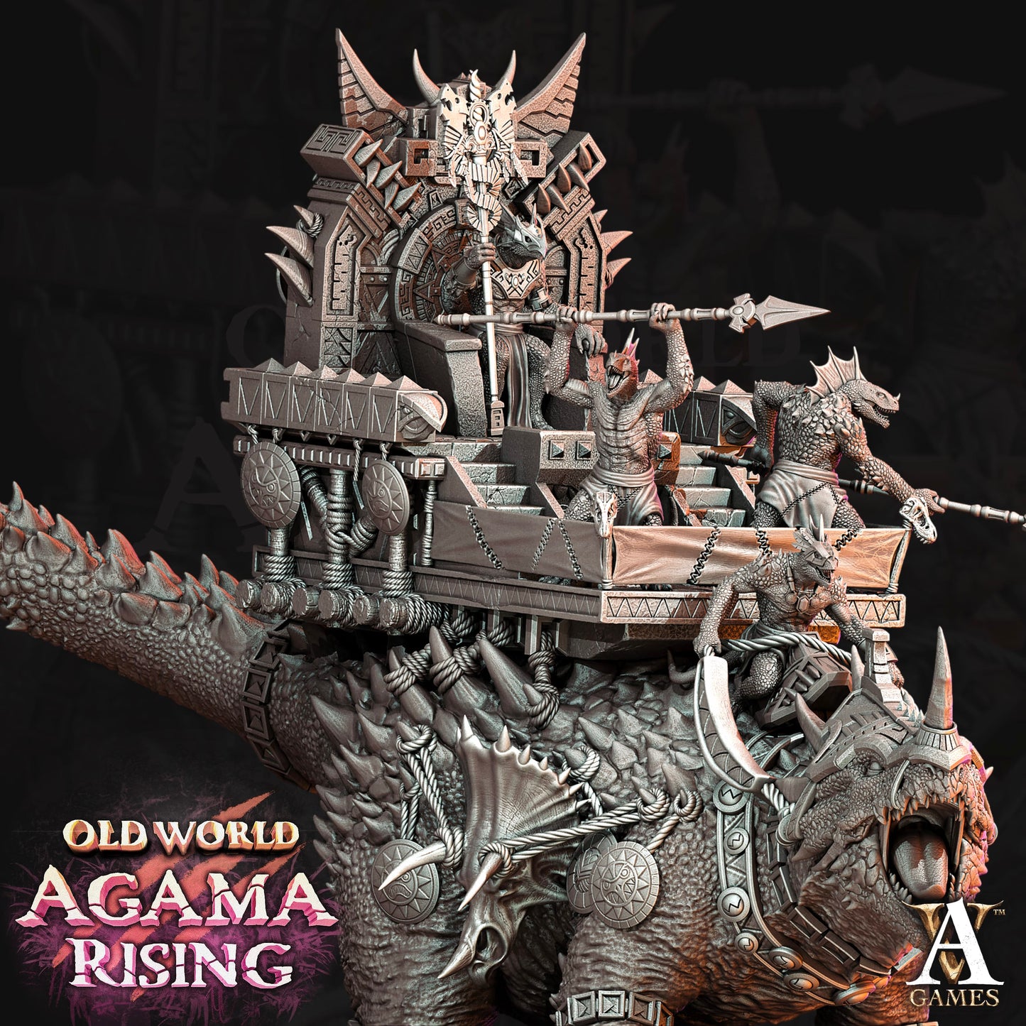3D Printed Archvillain Games Old World Agama Rising - Titanoceratus Warband 28mm 32mm D&D - 3D Printing Boss 