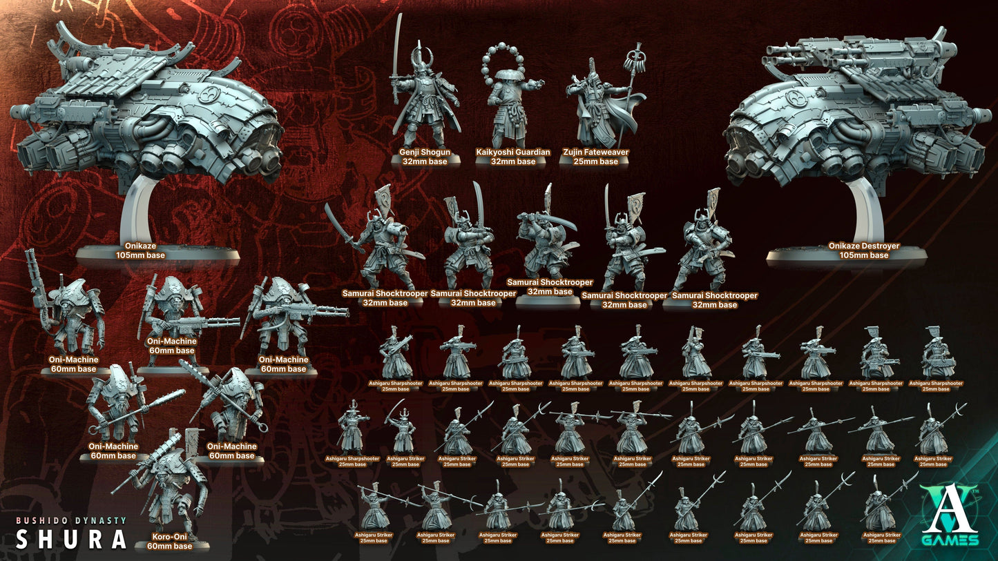 3D Printed Archvillain Games Onikaze Destroyer Bushido Dynasty Shura 28 32mm D&D - 3D Printing Boss 