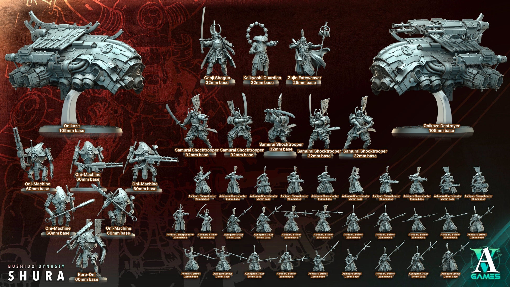 3D Printed Archvillain Games Onikaze Destroyer Bushido Dynasty Shura 28 32mm D&D - 3D Printing Boss 