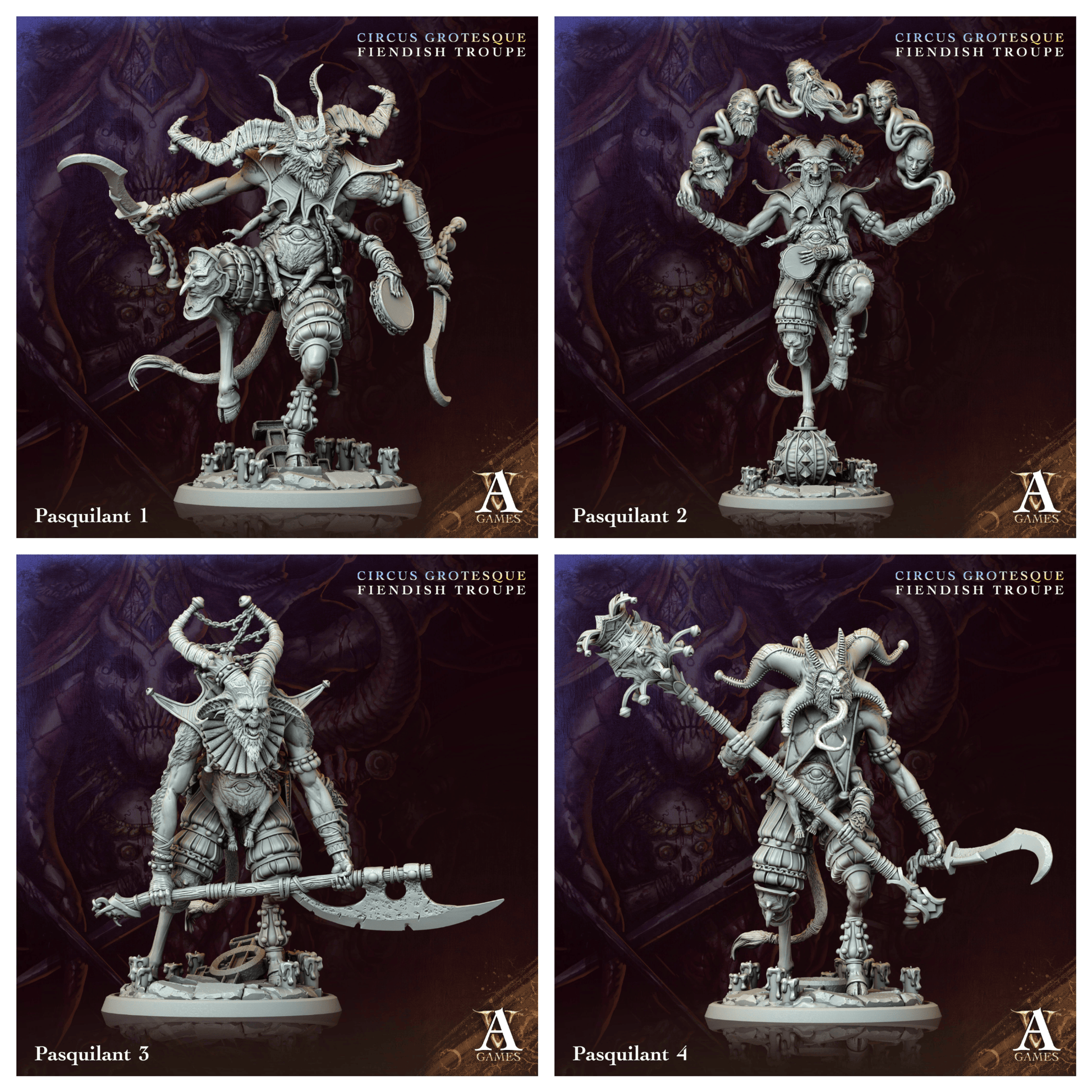 3D Printed Archvillain Games Pasquilant Circus Grotesque Fiendish Troupe 28 32mm D&D - 3D Printing Boss 