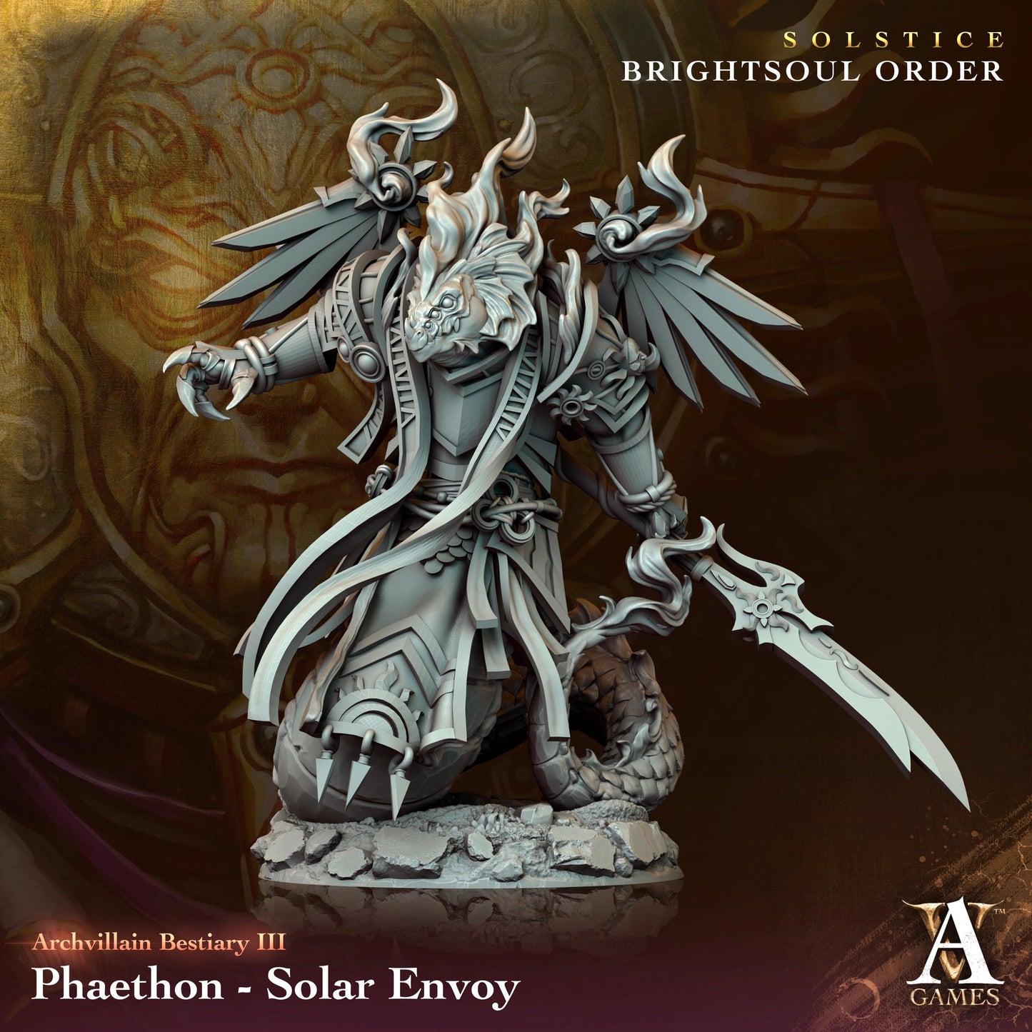 3D Printed Archvillain Games Phaethon - Solar Envoy Archvillain Bestiary Vol. III 28 32mm D&D - 3D Printing Boss 