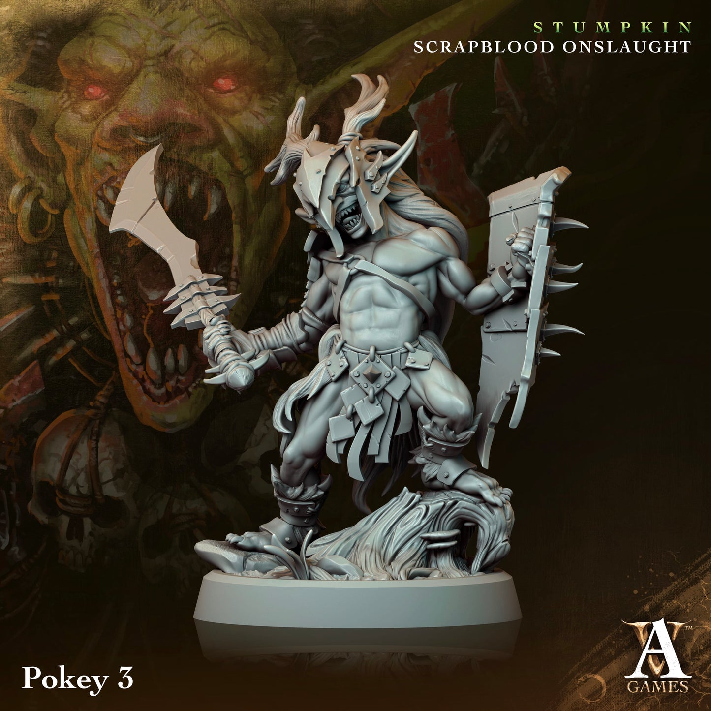 3D Printed Archvillain Games Pokeys Stumpkin Scrapblood Onslaught 28 32mm D&D - 3D Printing Boss 