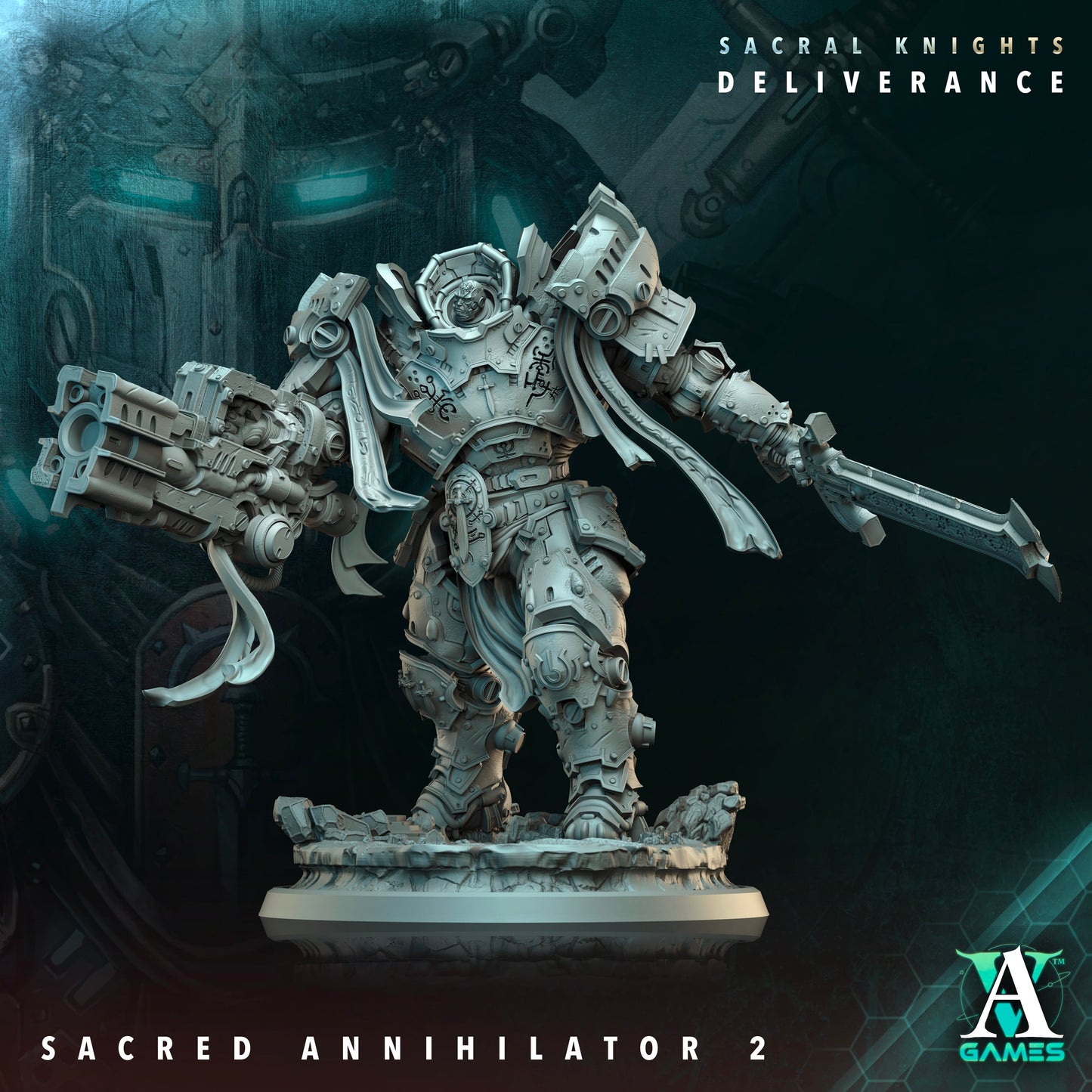 3D Printed Archvillain Games Sacred Annihilator Sacral Knights Deliverance 28 32mm D&D - 3D Printing Boss 