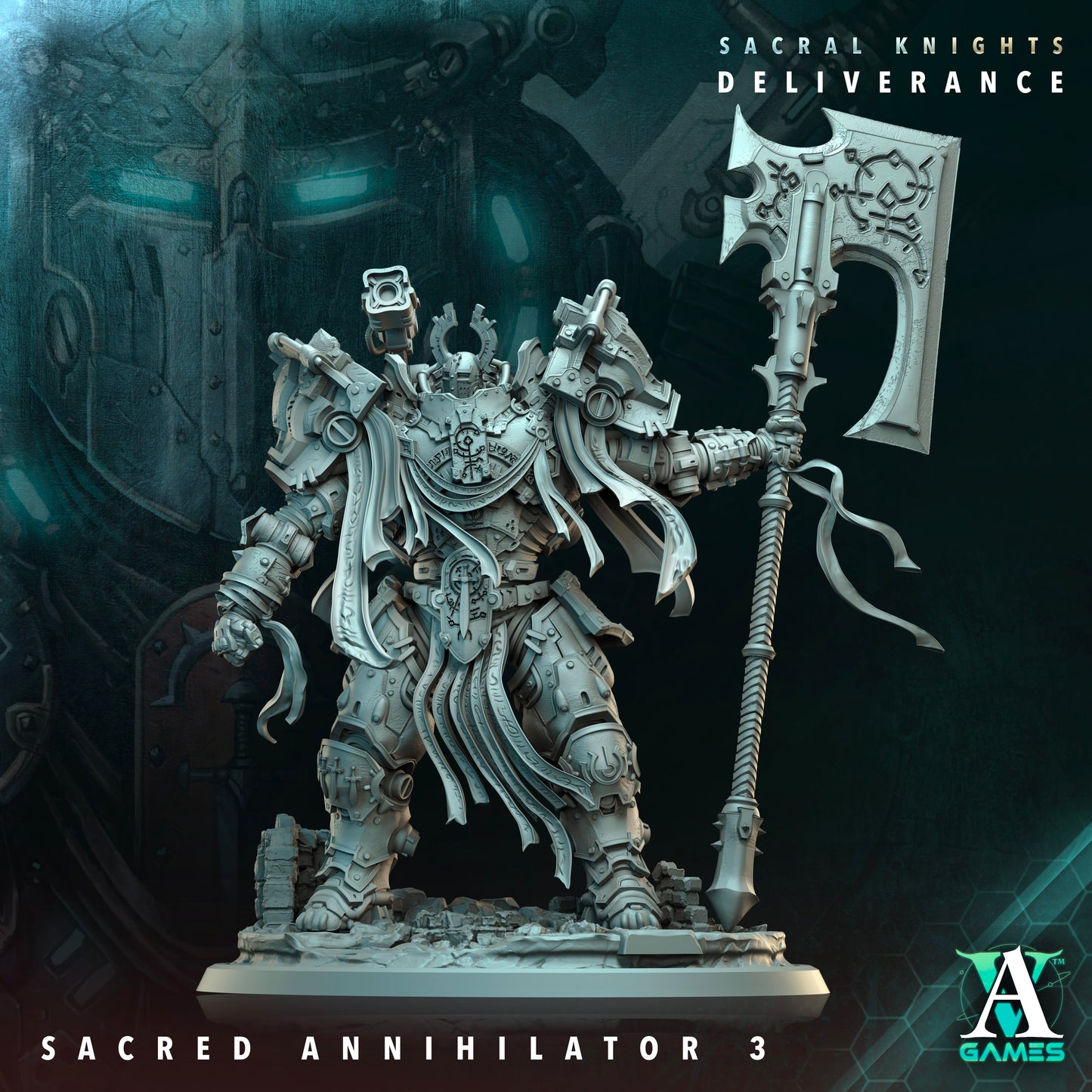 3D Printed Archvillain Games Sacred Annihilator Sacral Knights Deliverance 28 32mm D&D - 3D Printing Boss 