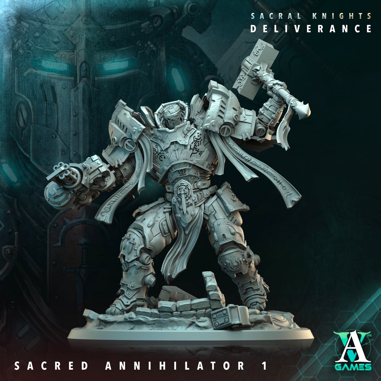 3D Printed Archvillain Games Sacred Annihilator Sacral Knights Deliverance 28 32mm D&D - 3D Printing Boss 