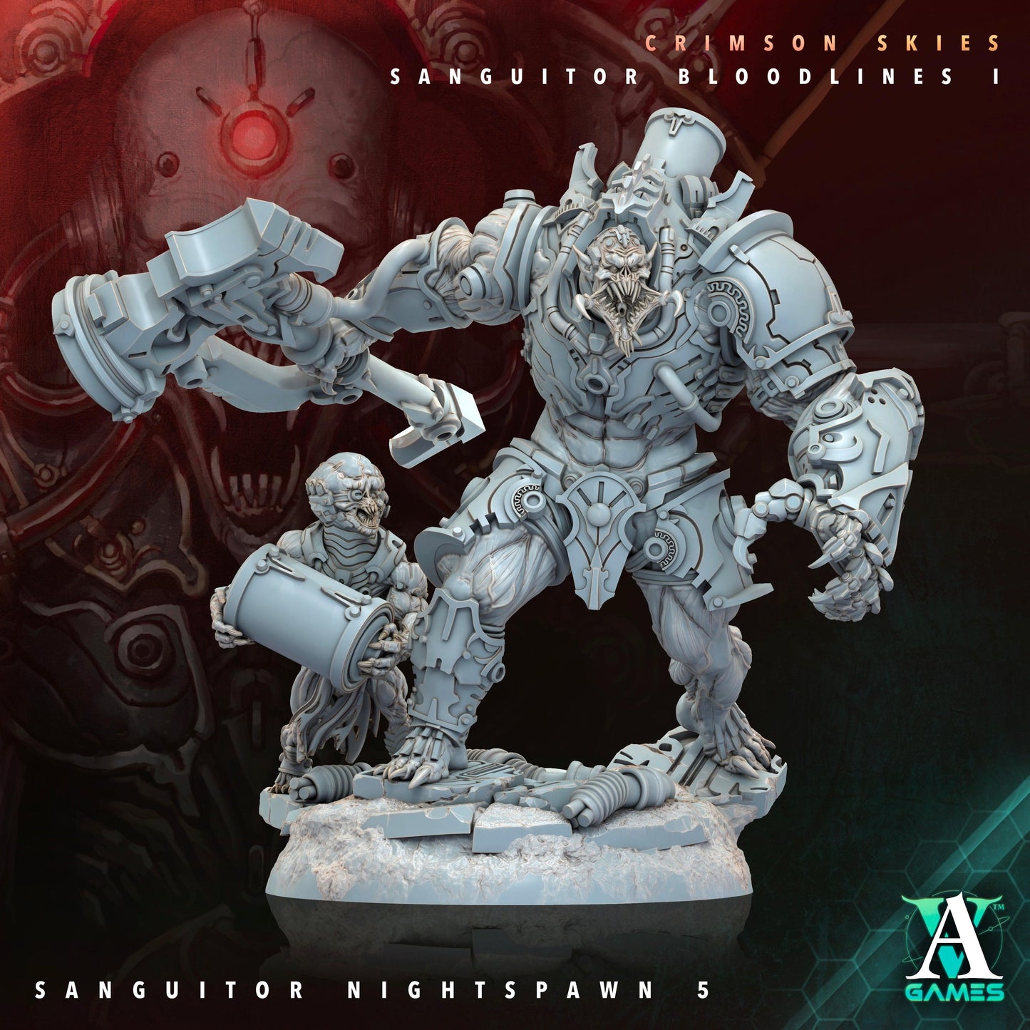 3D Printed Archvillain Games Sanguitor Nightspawn Crimson Skies - Sanguitor Bloodlines Bloodright - Anathema 28 32mm D&D - 3D Printing Boss 